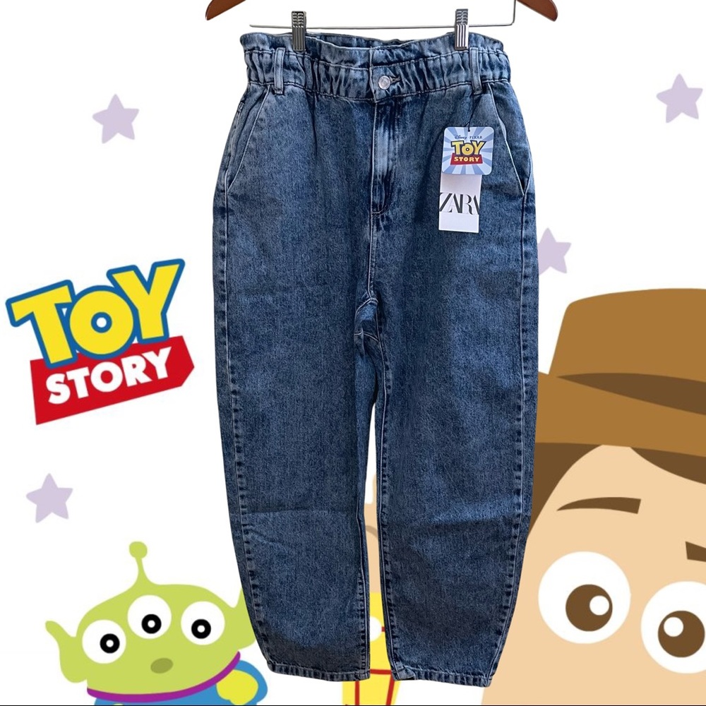 ZARA Disney PIXAR Toy Story Denim Collection Paper Bag Jeans Size 6